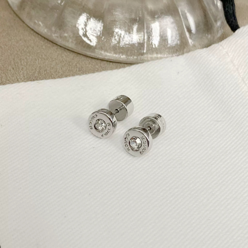 Coach Small Round Metal Rhinestone Earrings - Picture 4 of 6